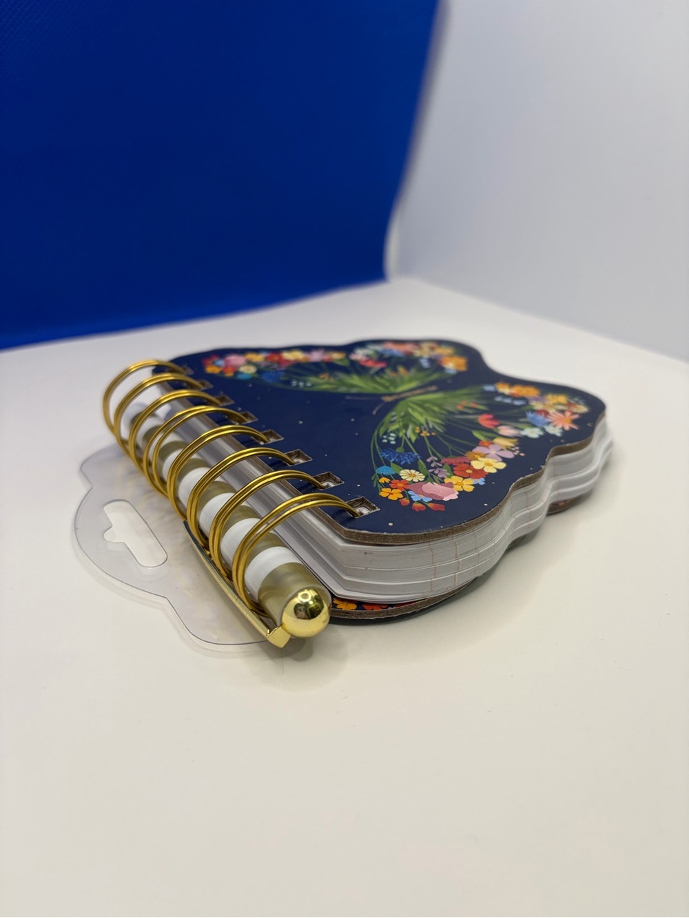 Butterfly Floral Spiral Notebook With Pen - Navy Cover - Picture 3 of 6